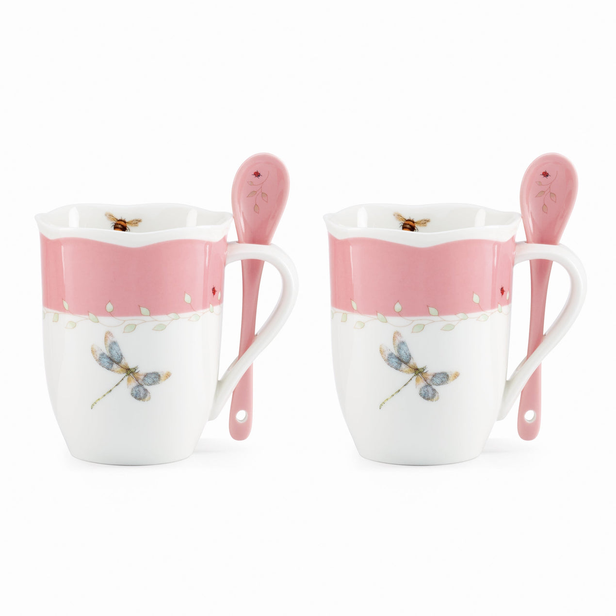 Butterfly Meadow Color Mug with Spoon, Set of 8