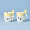 Butterfly Meadow Yellow Mugs with Spoons, Set of 2