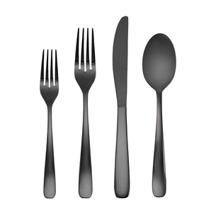 Bourne Black Satin 16-Piece Flatware Set