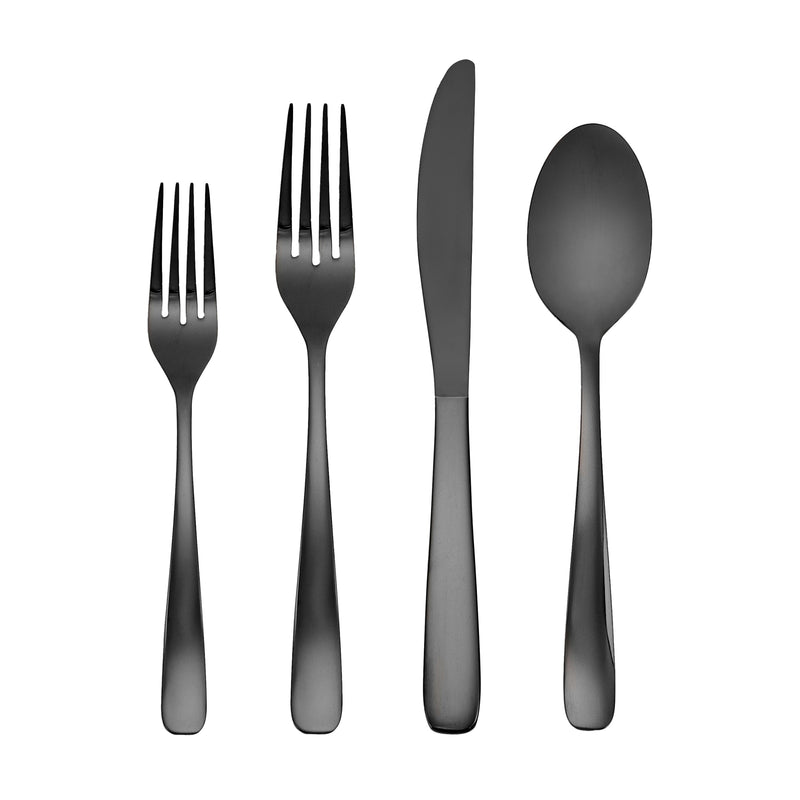 Bourne Black Satin 16-Piece Flatware Set