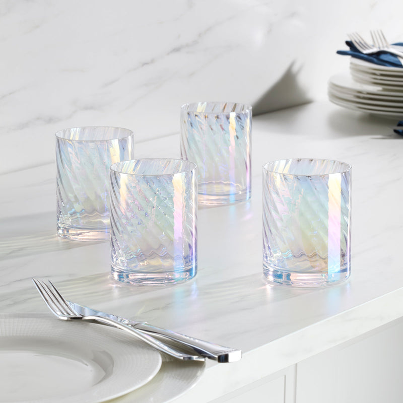 Tuscany Classics Iridescent Double Old-Fashioned Glasses, Set of 4