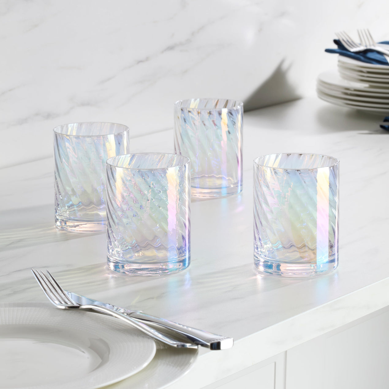 Tuscany Classics Iridescent Double Old Fashioned Glasses, Set of 4