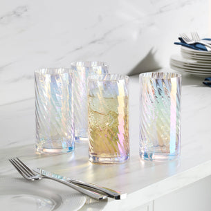 Tuscany Classics Iridescent Highball Glasses, Set of 4