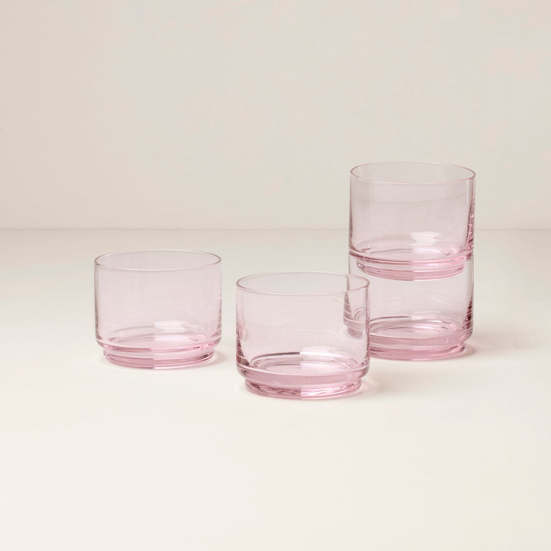 Tuscany Classics Stackable Short Glasses, Set of 4, Blush