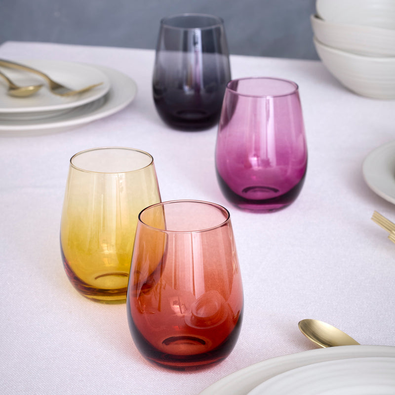 Oneida 897854 Golden Hour Stemless Wine Glasses, Set of 4