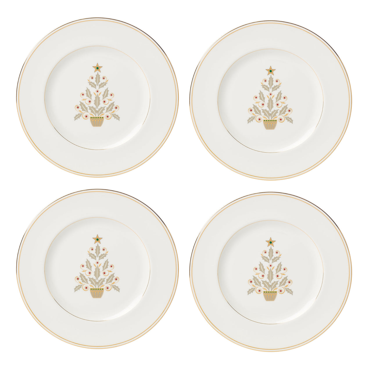 Federal Gold Tree Accent Plates, Set of 4