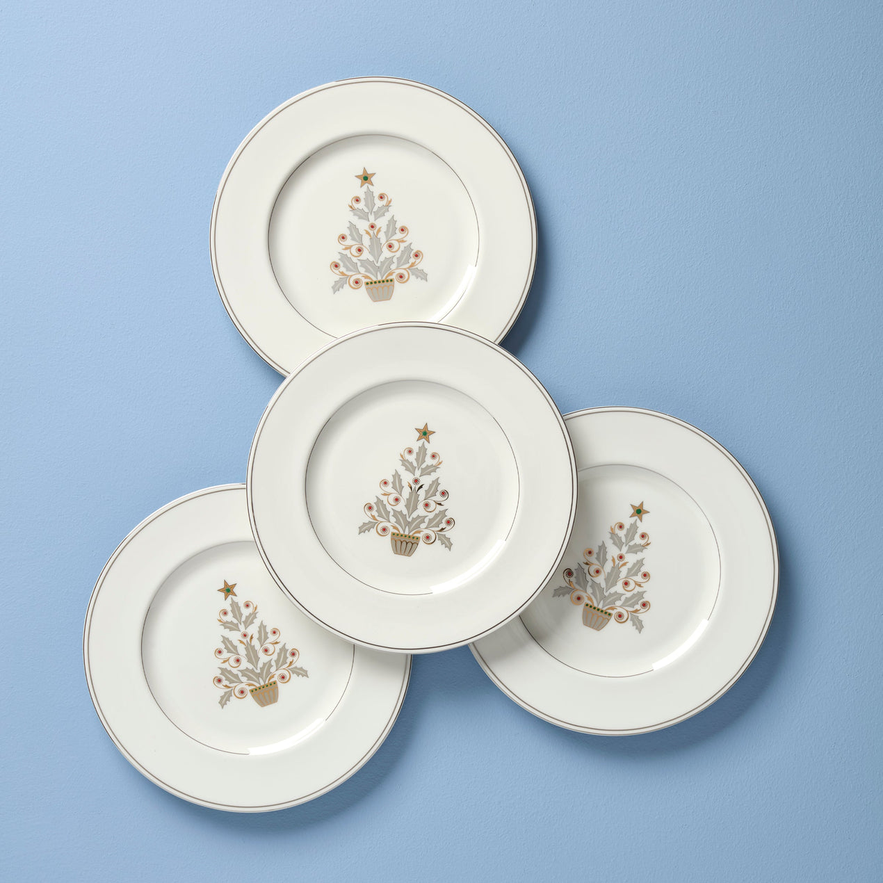 Federal Platinum Tree Accent Plates, Set of 4