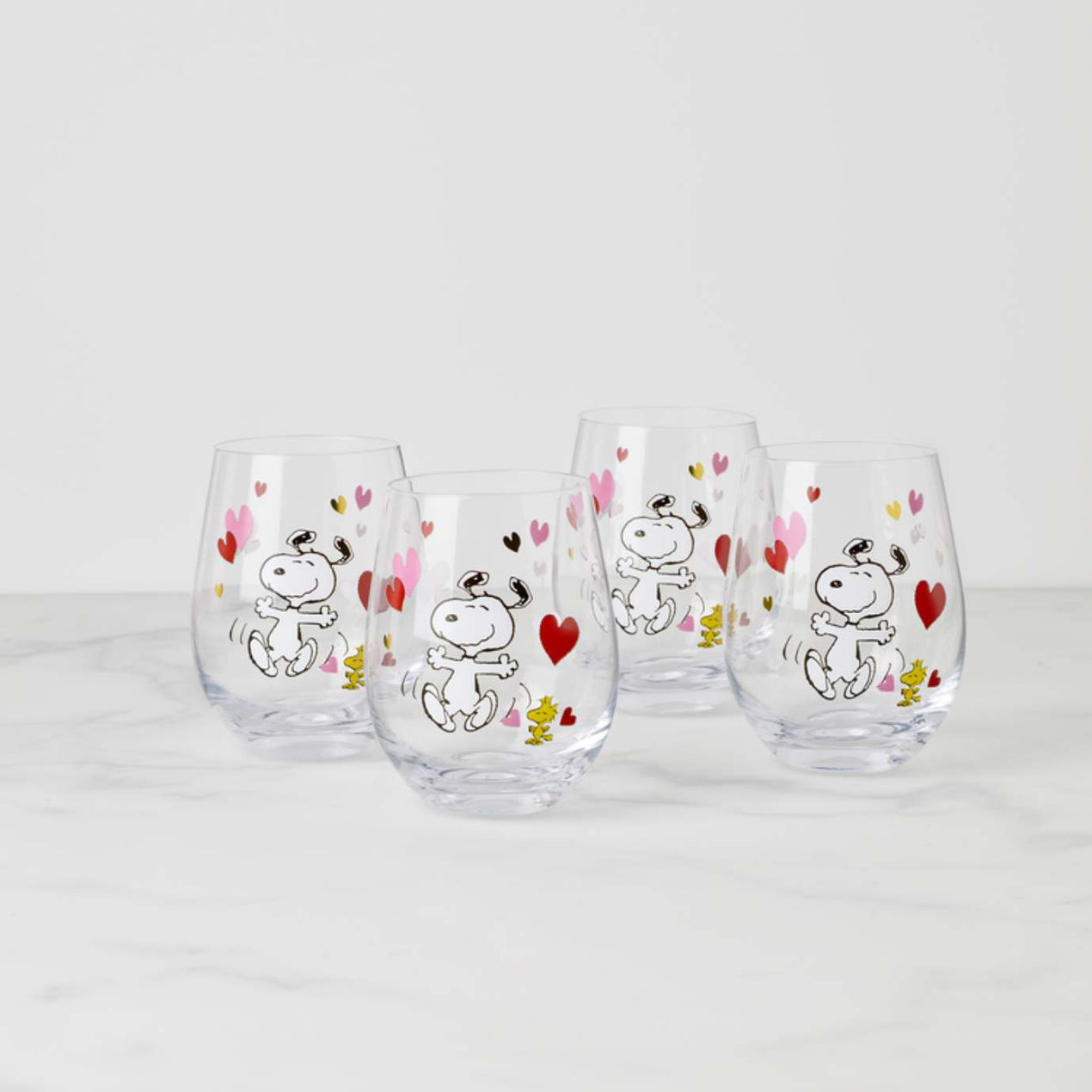 Snoopy Valentine's Day Tumblers, Set of 4