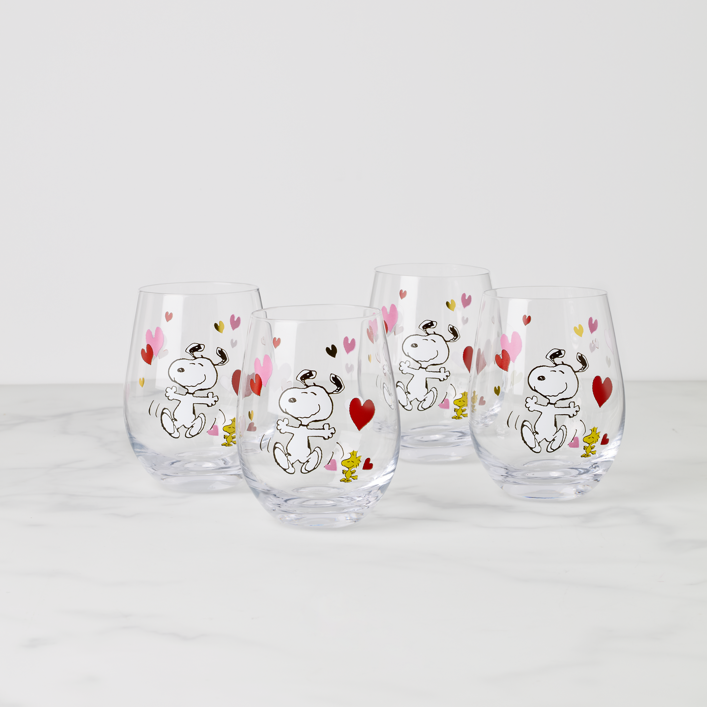 Snoopy Valentines Day Tumblers - Set Of 4
