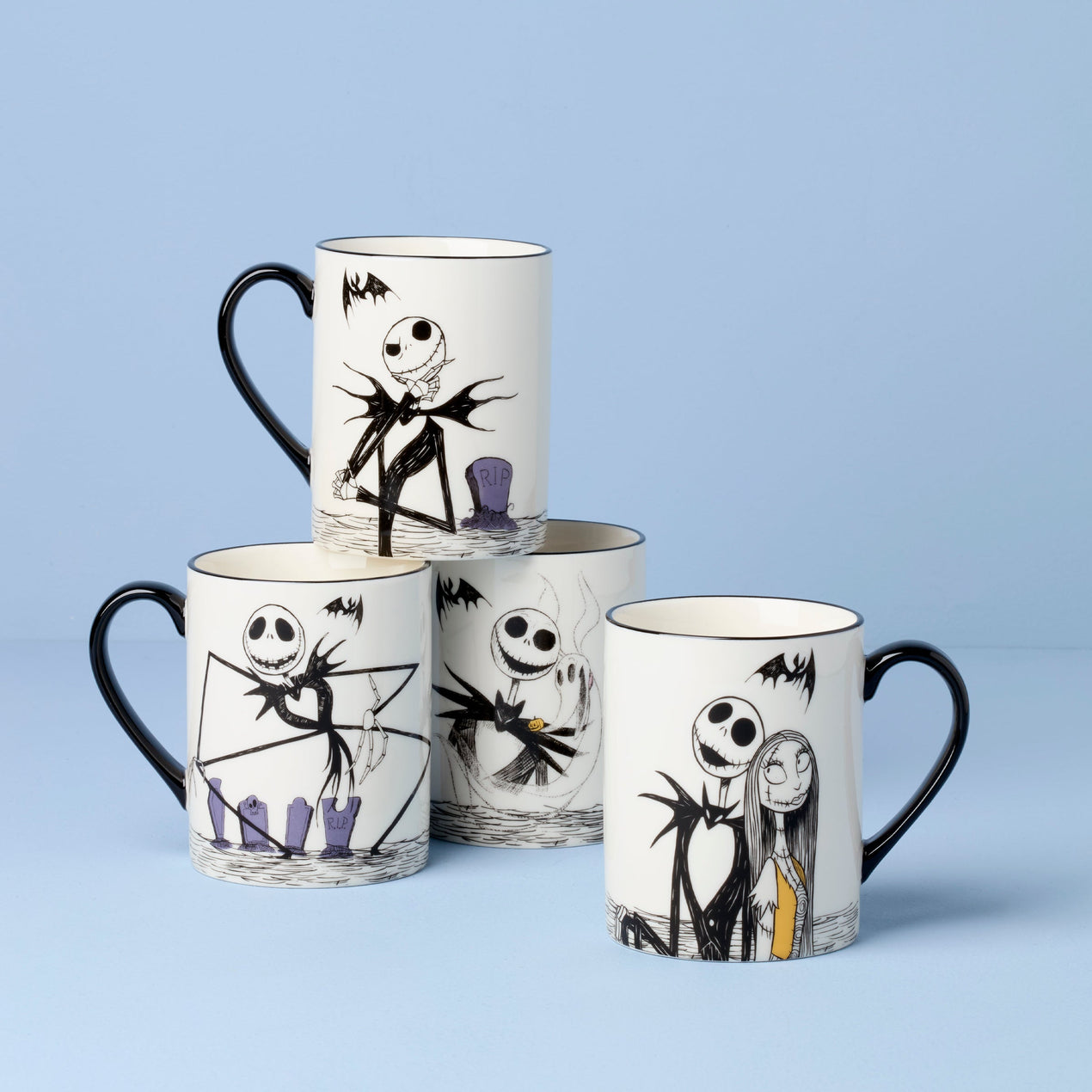 Nightmare Before Christmas Mugs, Set of 4
