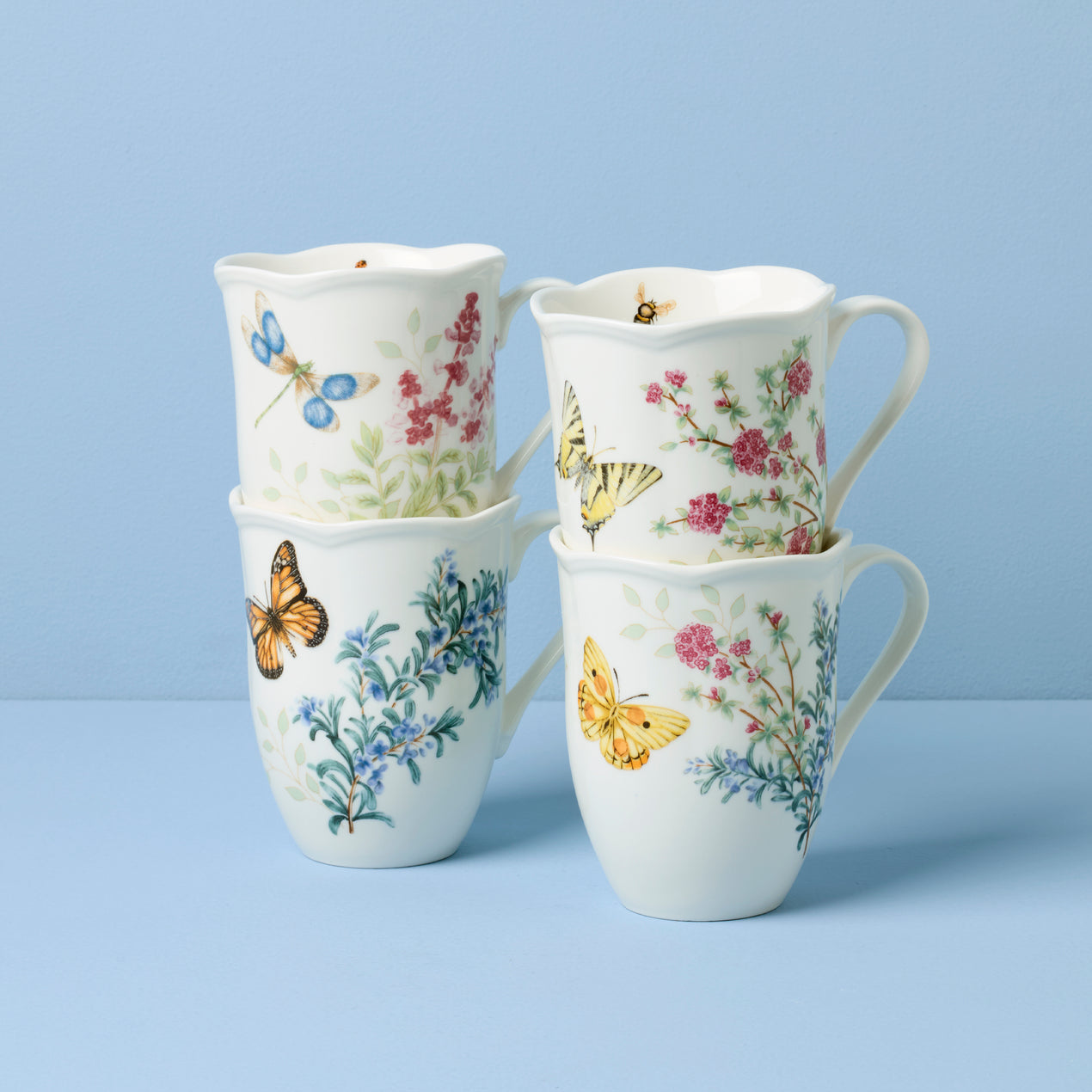cambridge silversmiths Butterfly Meadow Herbs Mugs Set of 4