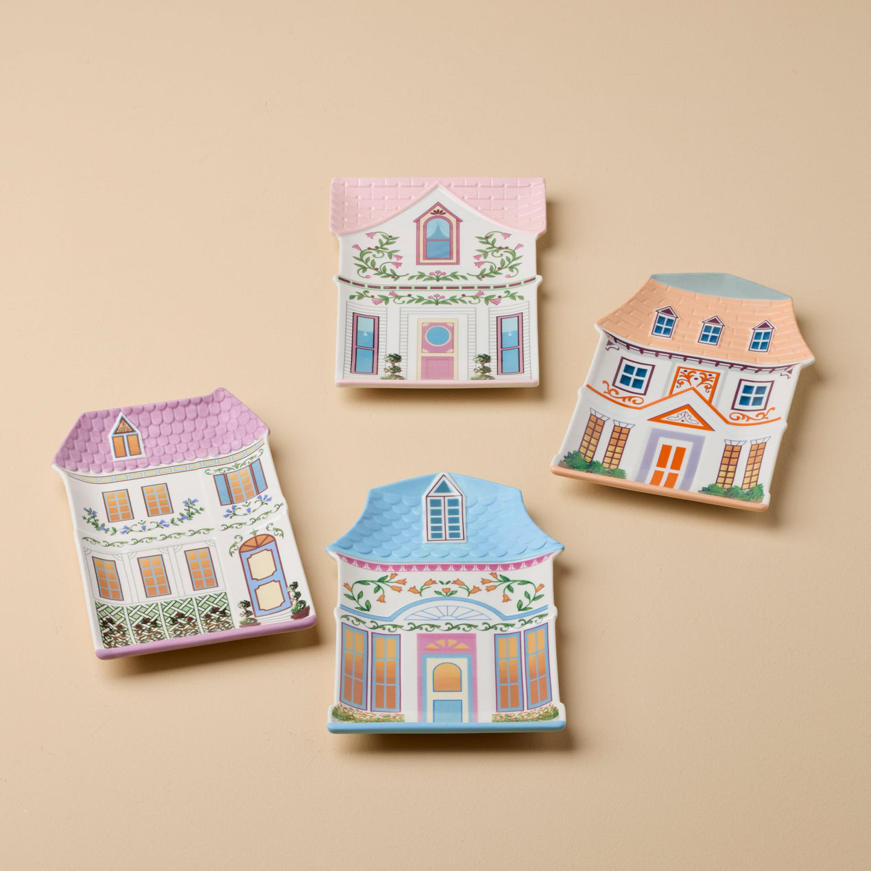 Lenox Village House Accent Plates, Set of 4