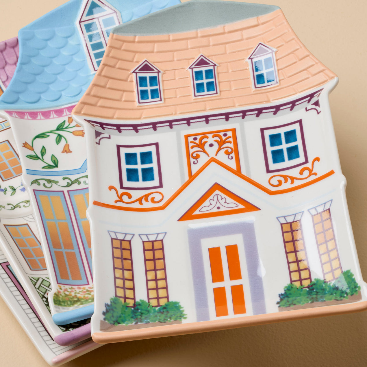 Lenox Village House Accent Plates, Set of 4