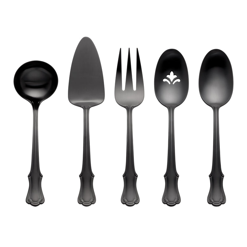 James Street Satin Black 5 Piece Hostess Set