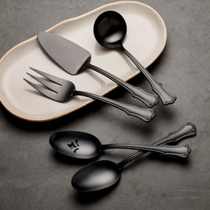 James Street Black Satin 5-Piece Hostess Set