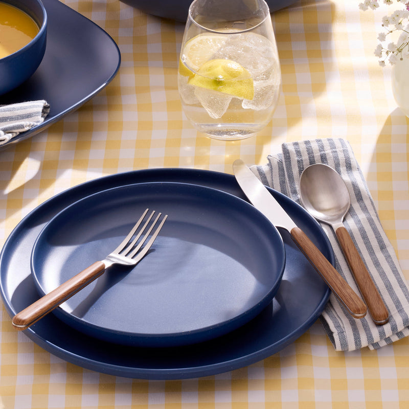 24 Seven Mirror Faux Wood Handle 12-Piece Flatware Set