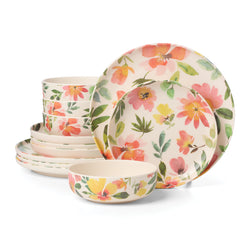 24 Seven Melamine Floral 12-Piece Dinnerware Set