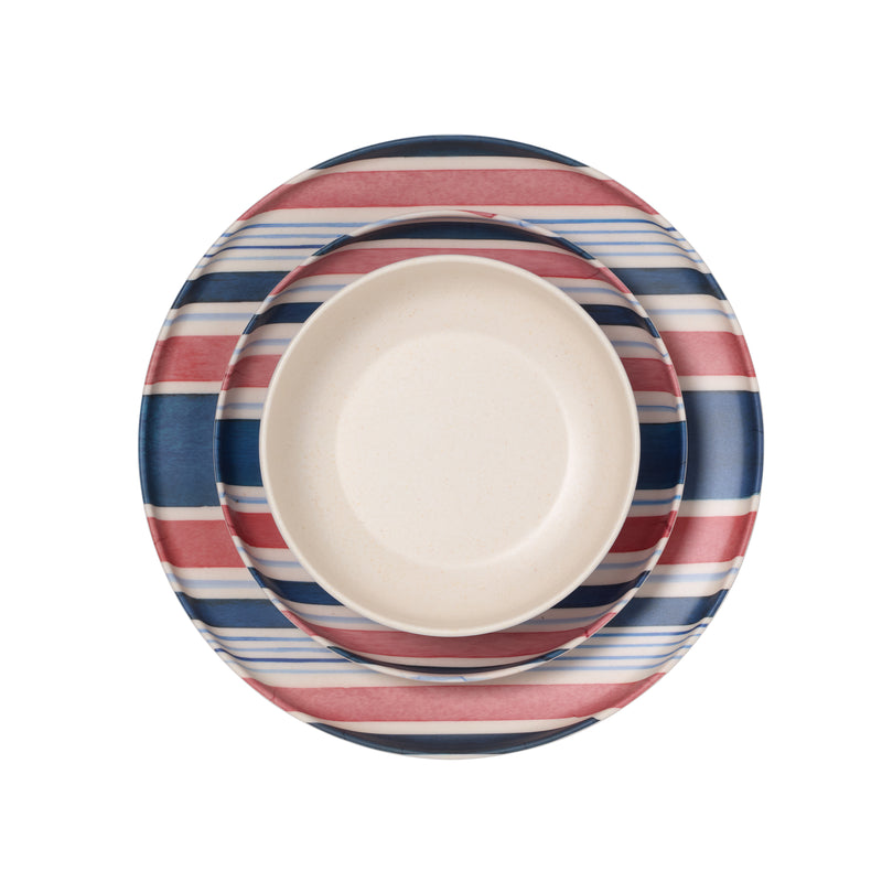 24/7 Melamine 12-Piece Dinnerware Set, Stripe