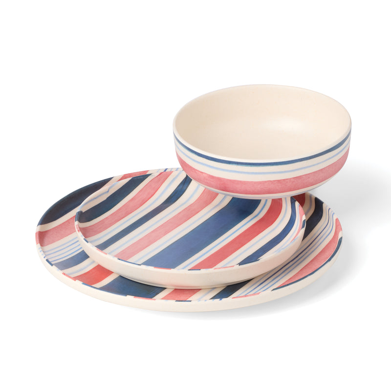 24/7 Melamine 12-Piece Dinnerware Set, Stripe