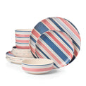 24/7 Melamine 12-Piece Dinnerware Set, Stripe