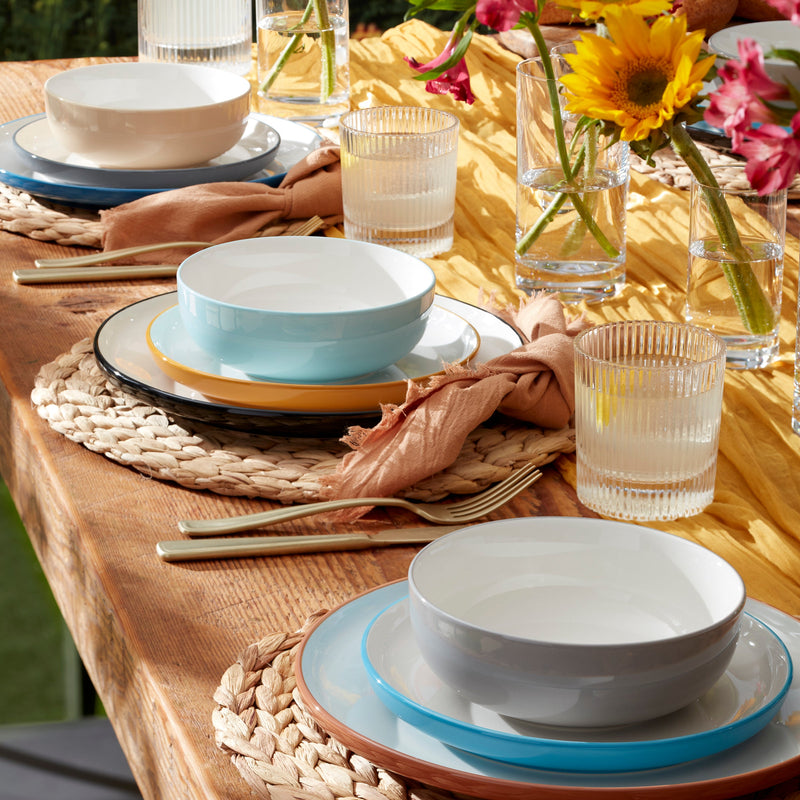 24/7 Colors 12-Piece Dinnerware Set, Turquoise