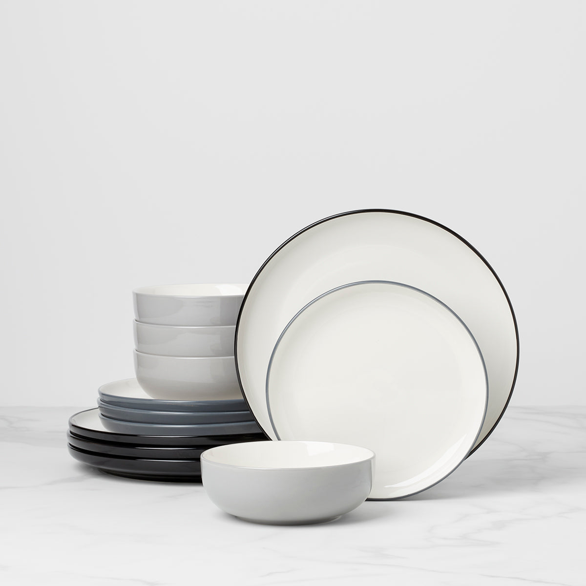 cambridge silversmiths 24/7 Colors 12-Piece Dinnerware Set Pumice
