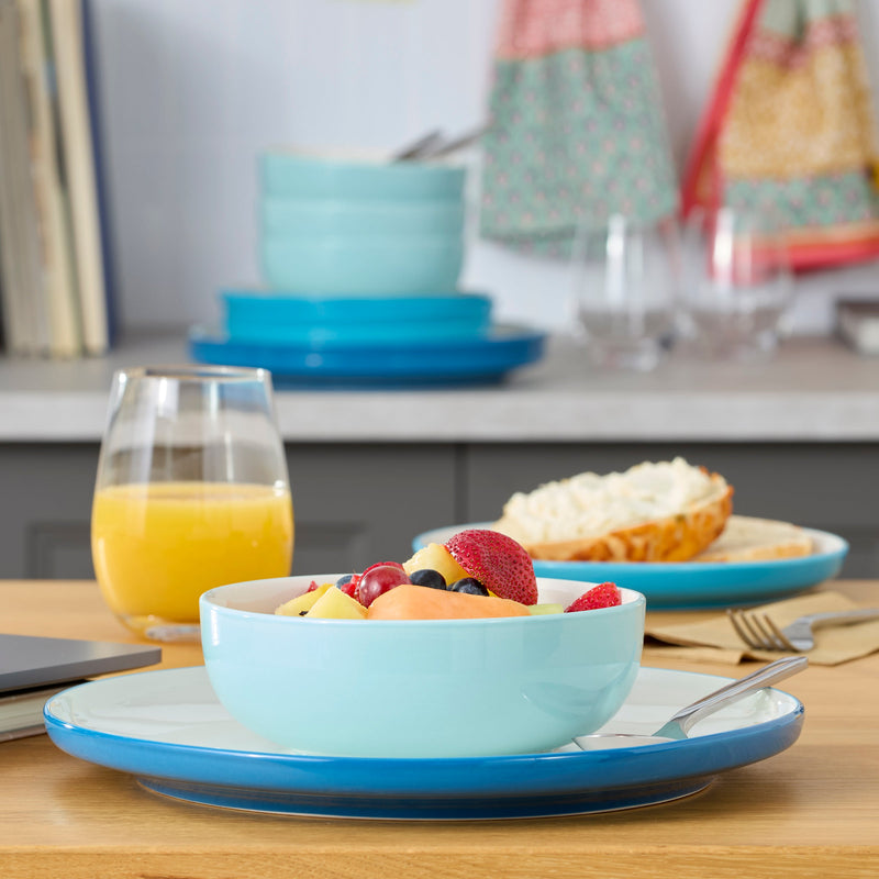 24/7 Colors 12-Piece Dinnerware Set, Turquoise