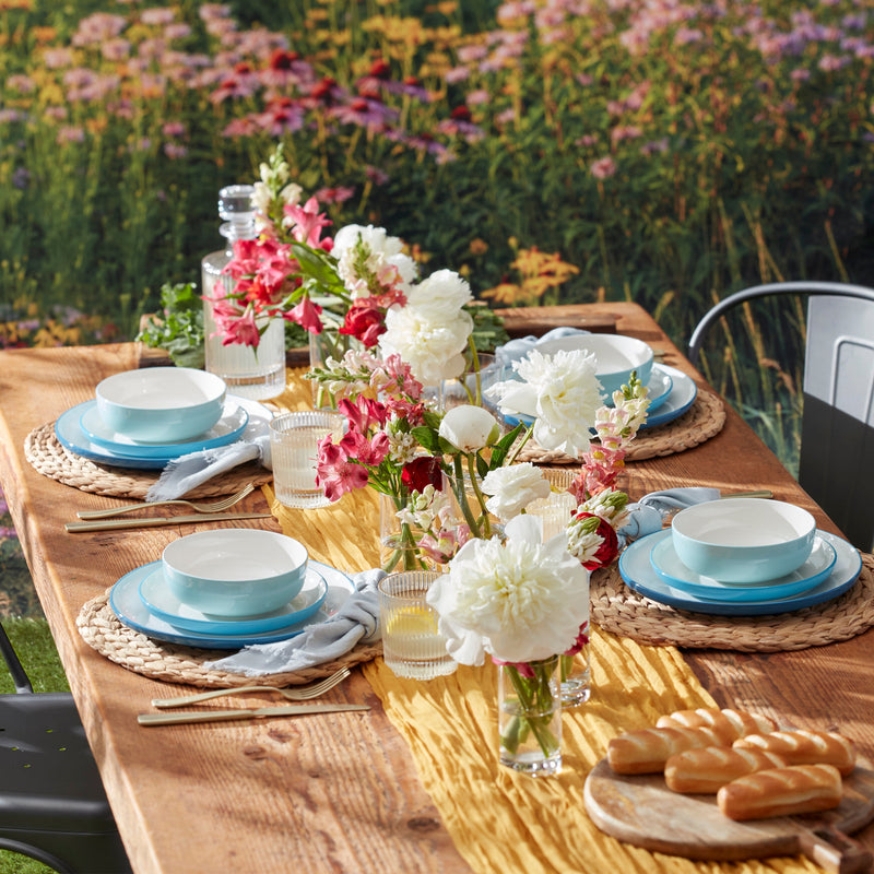 24/7 Colors 12-Piece Dinnerware Set, Turquoise