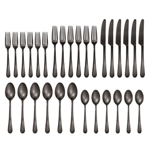 Mirabella Gunmetal Satin 30-Piece Flatware Set