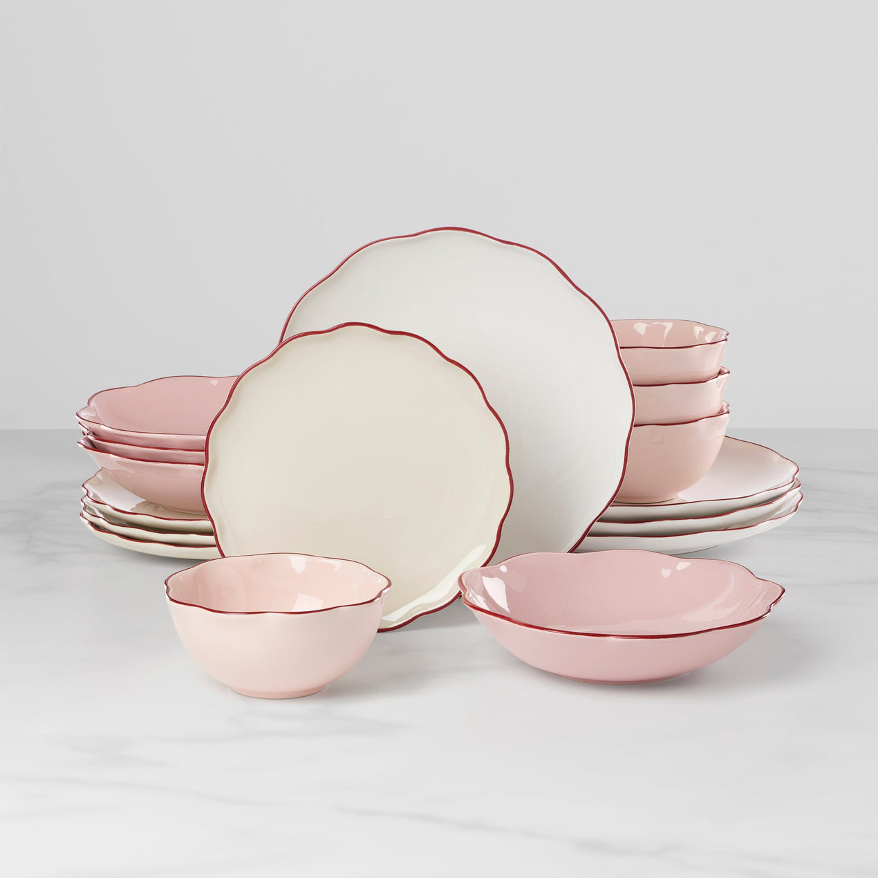 Garden Party 16-Piece Dinnerware Set, Pink