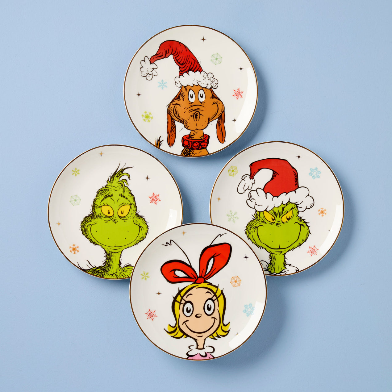 Merry Grinchmas Accent Plates, Set of 4, Assorted