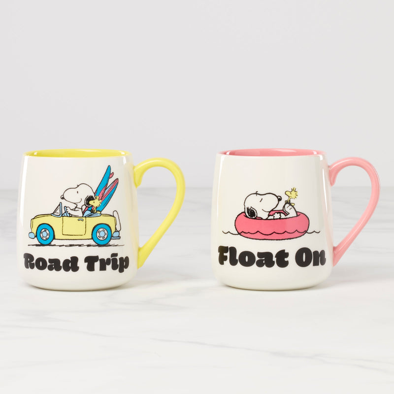 Peanuts Mugs, Set of 2, Road Trip-Float On