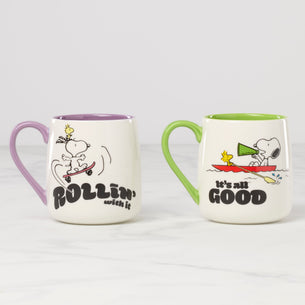 Peanuts Mugs Rollin'-All Good, Set of 2