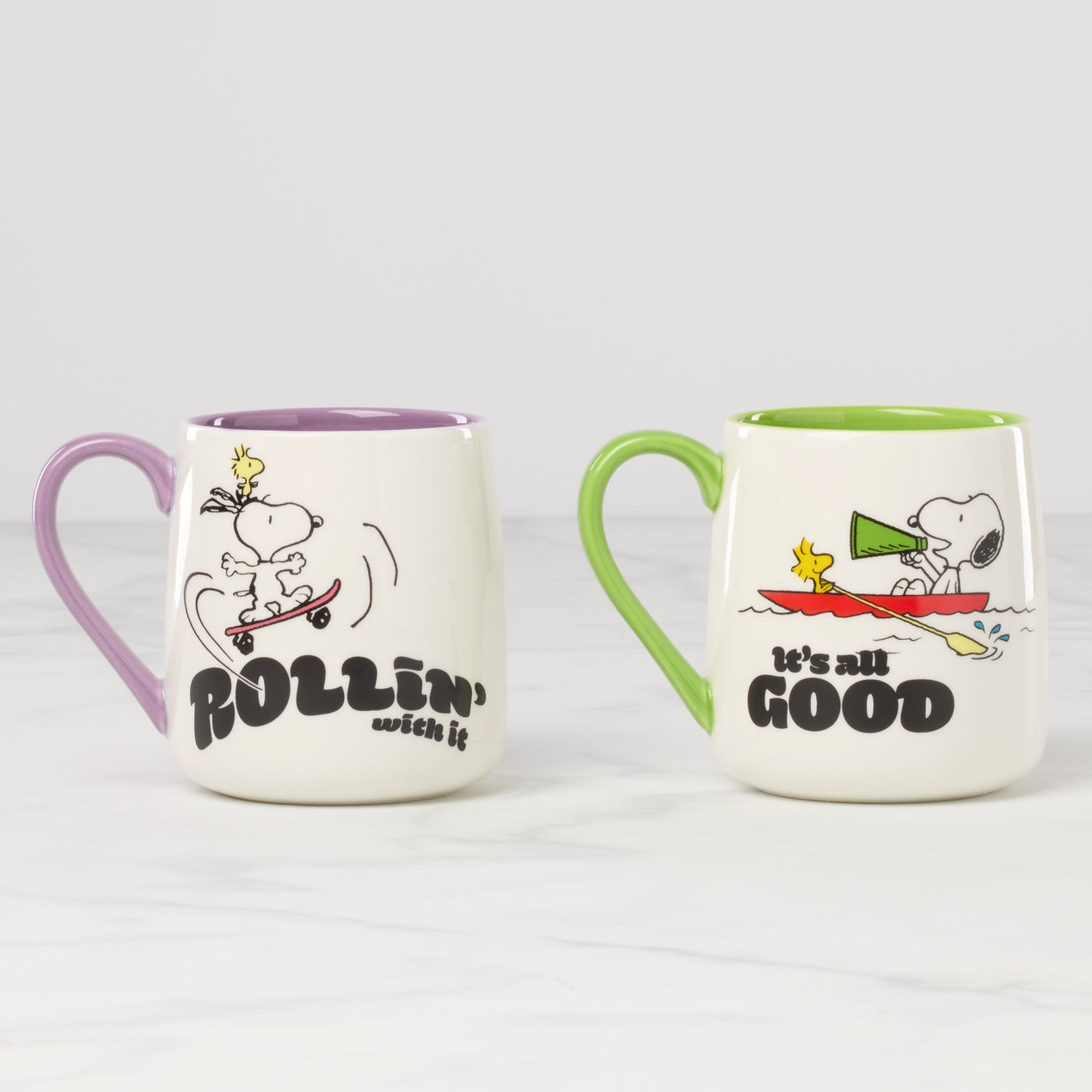 Peanuts Mugs, Set of 2, Rollin'-All Good