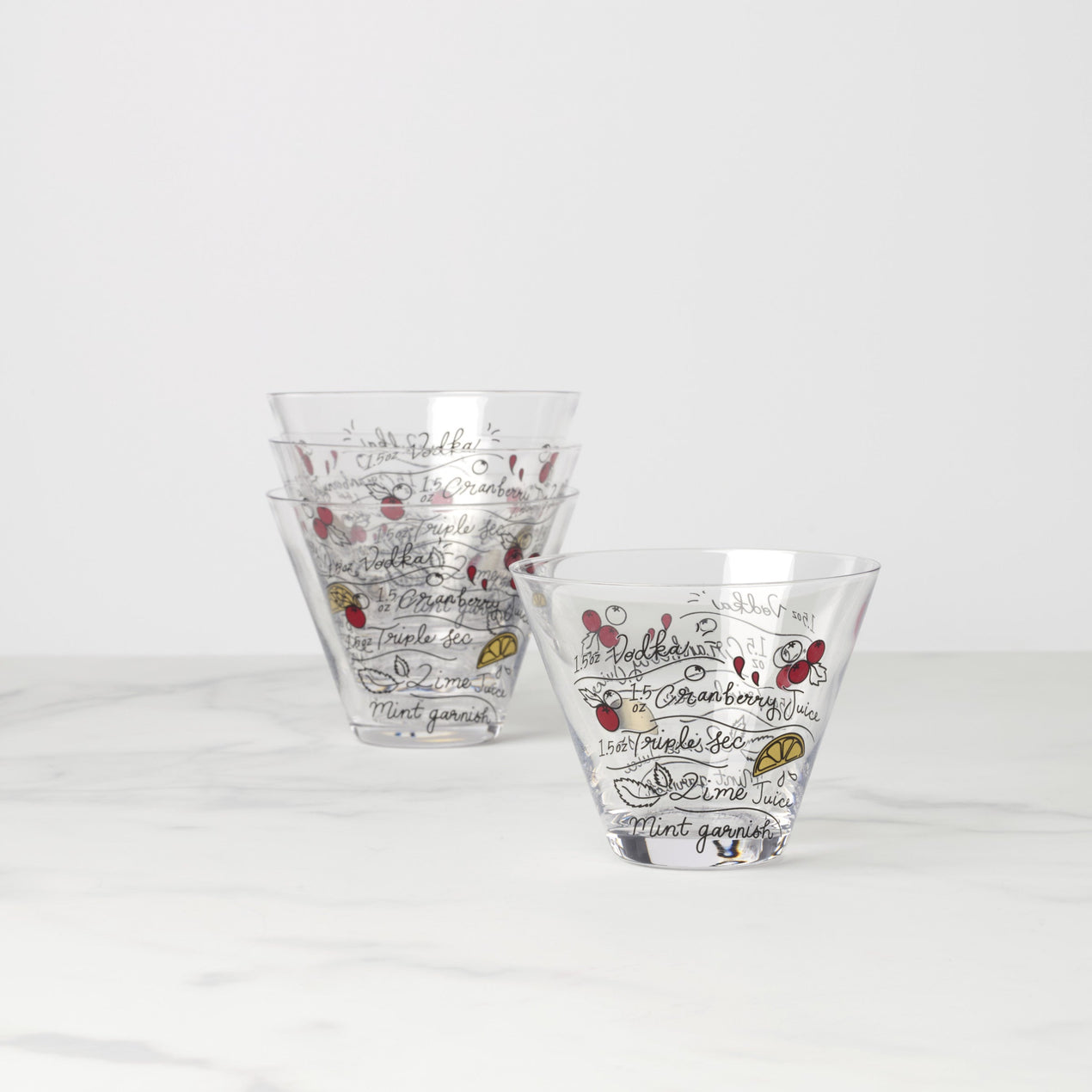 Make Merry Stemless Martini Glasses, Set Of 4
