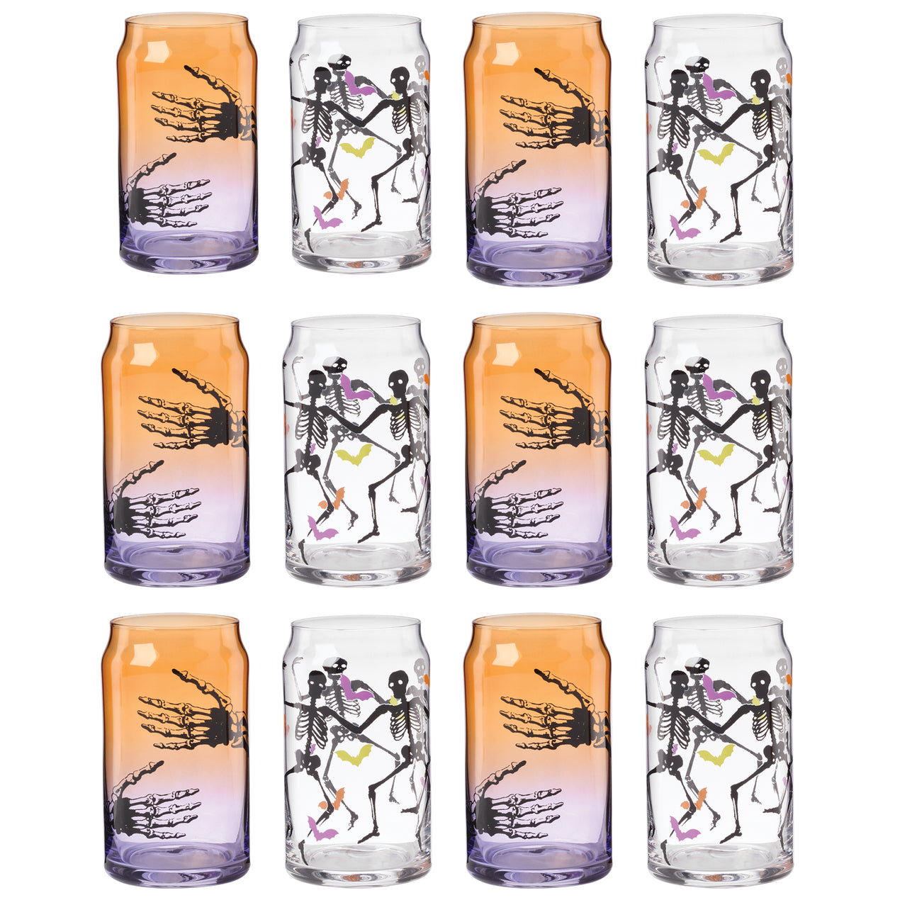12 pc Mix Glass Halloween Can Cooler