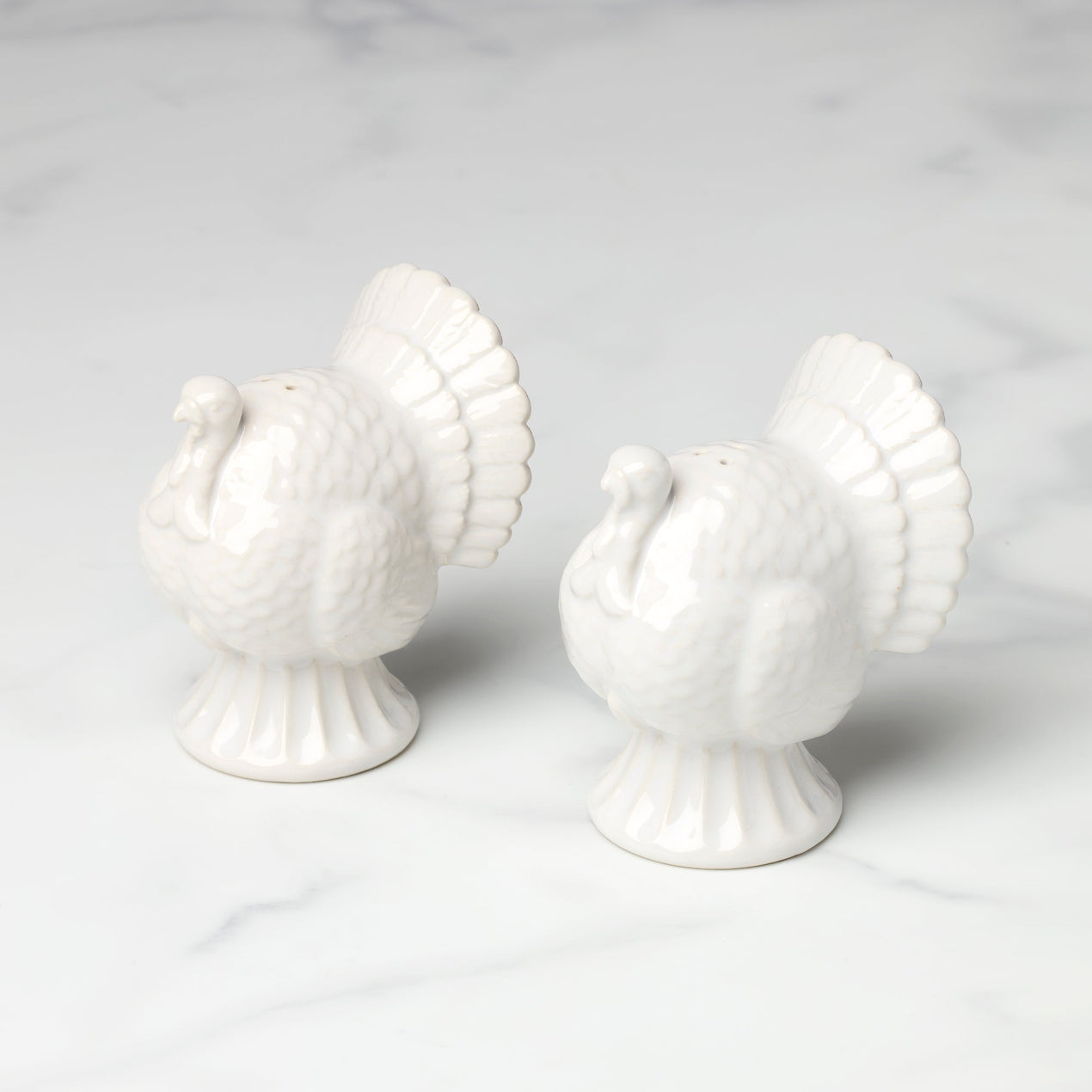 French Perle Carved Turkey Salt & Pepper Set