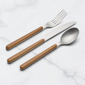 24 Seven Mirror Faux Wood Handle 12-Piece Flatware Set