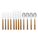 24 Seven Mirror Faux Wood Handle 12-Piece Flatware Set