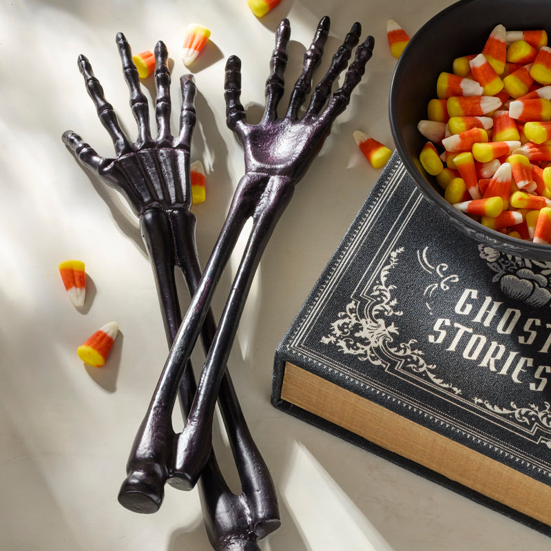 Skeleton Satin Black 2-Piece Salad Servers