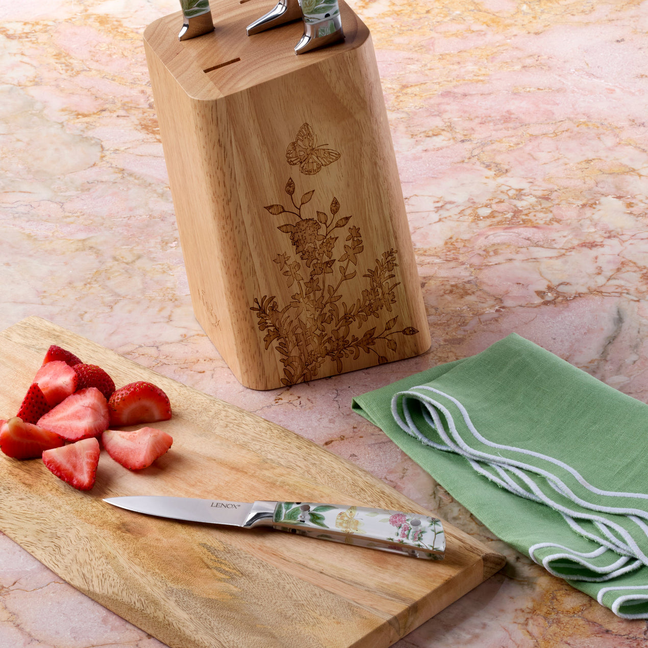 Butterfly Meadow Herbs 6-Piece Cutlery Block Set