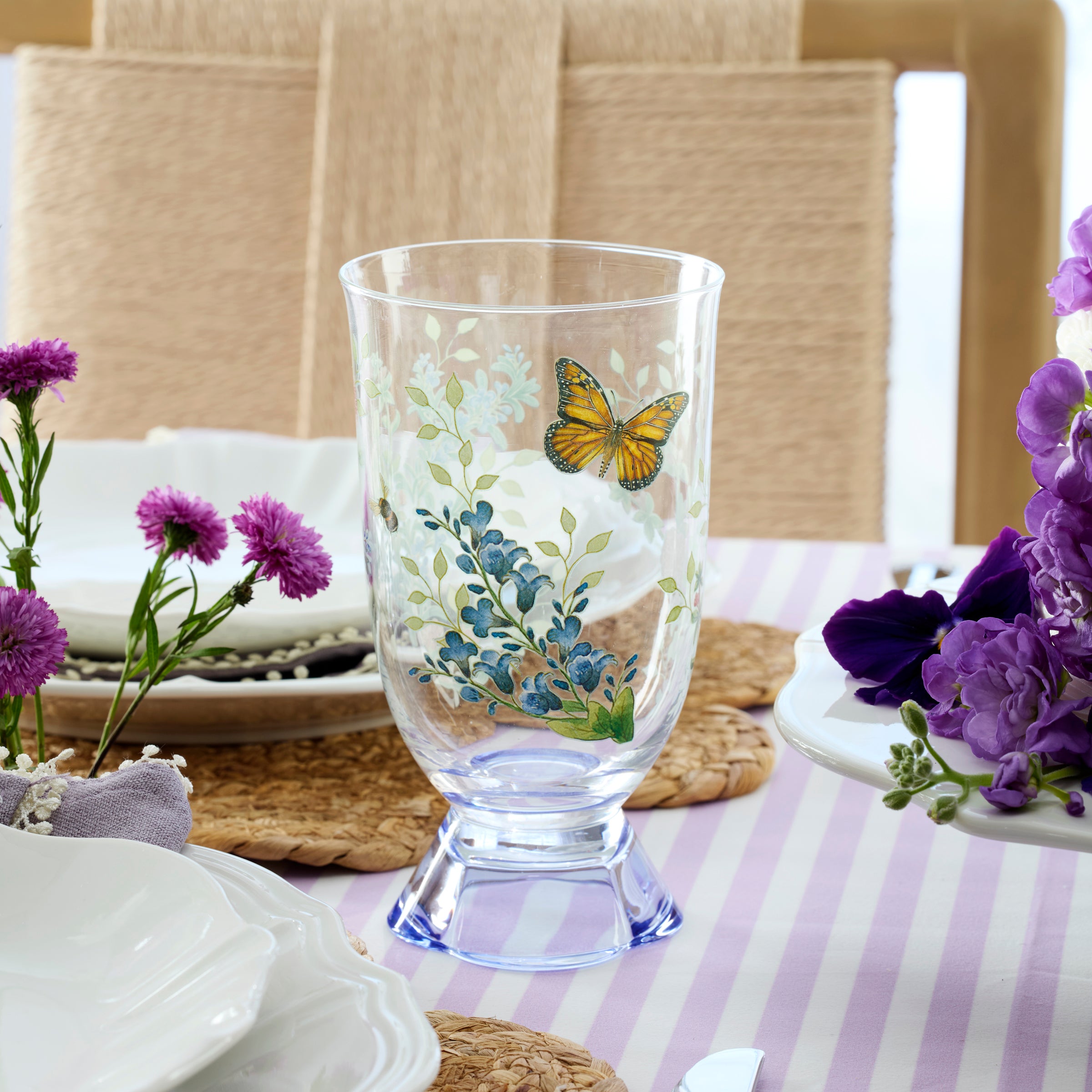 【MB46】時代 梨地吸物膳 十客 月と草花蒔絵 秋草 四方膳 卓上 折敷 木製 Butterfly Meadow Herbs Tall Tumblers, Set of 4 – Lenox Corporation