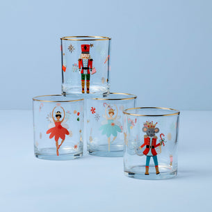 Nutcracker Ballet Double Old Fashioned Glasses, Set Of 4