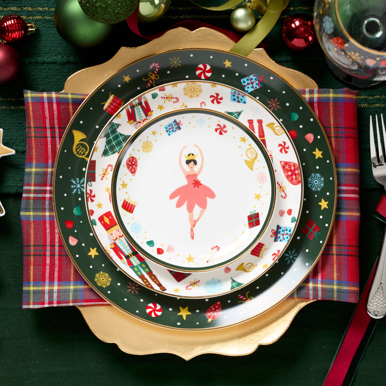 Nutcracker Ballet Tidbit Plates, Set of 4, Assorted