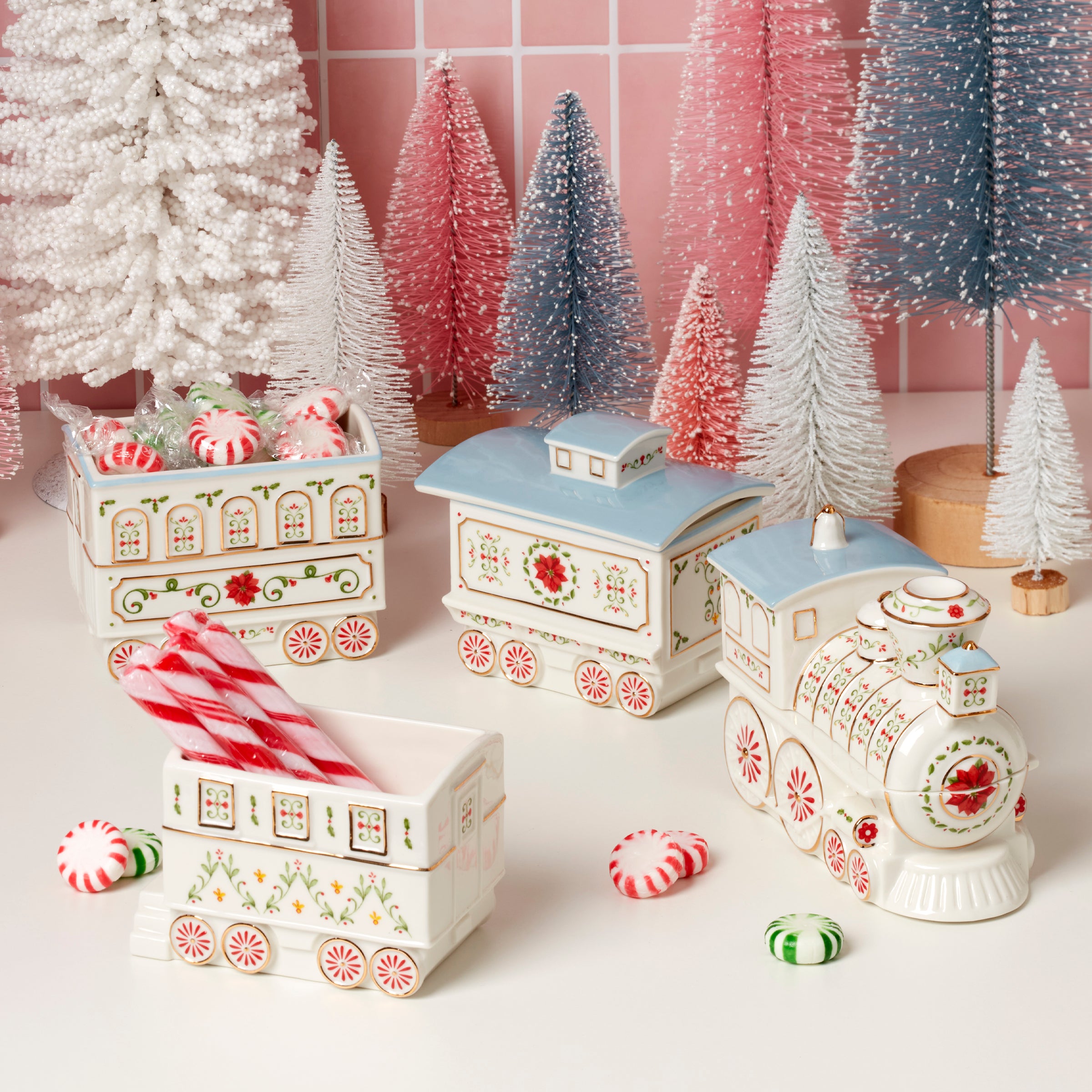 タイムセールLenox クリスマス 限定トレイン 収納、キャンディージャーセット Lenox Holiday Village Christmas Train Server – Lenox Corporation