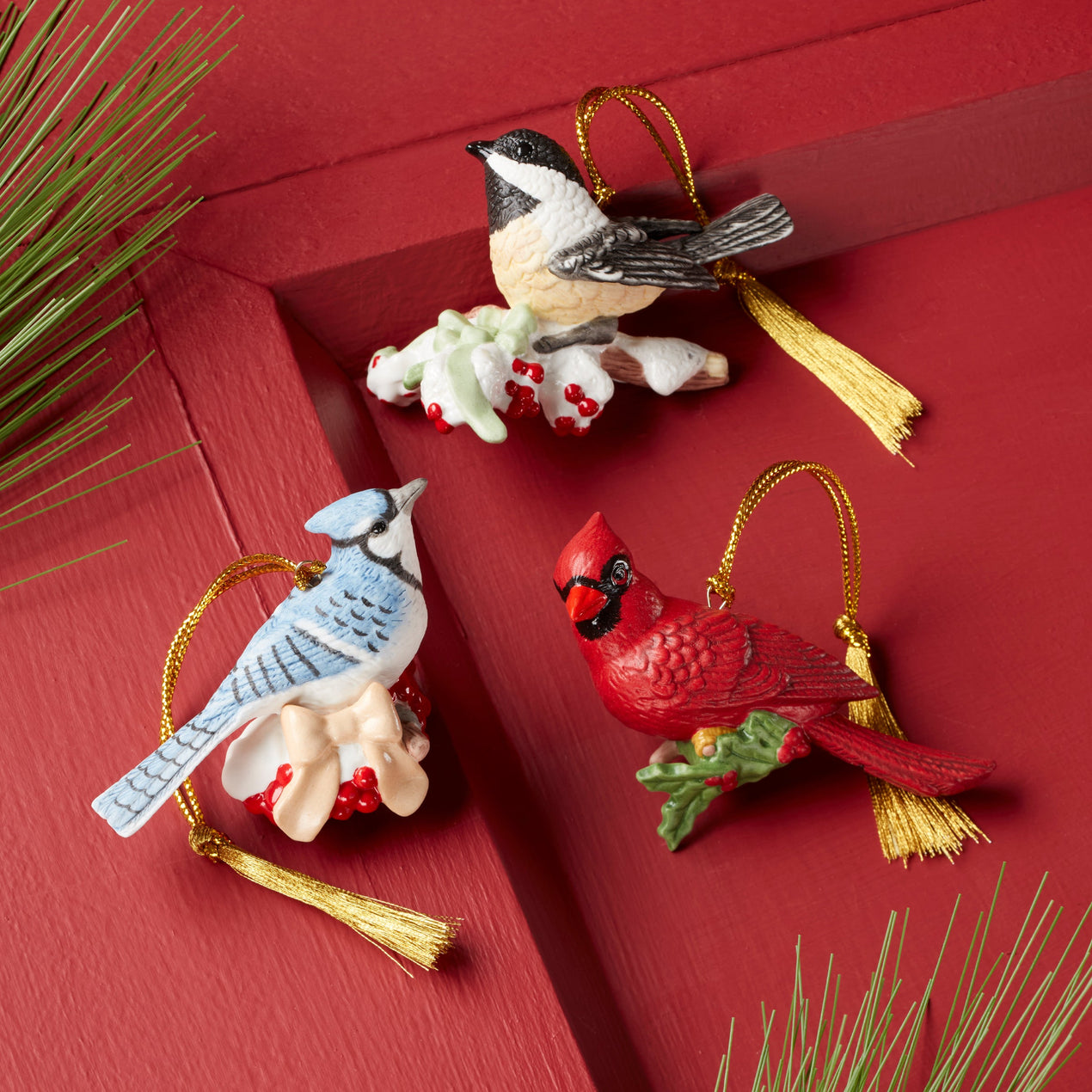 Winter Birds Ornaments, Set of 3
