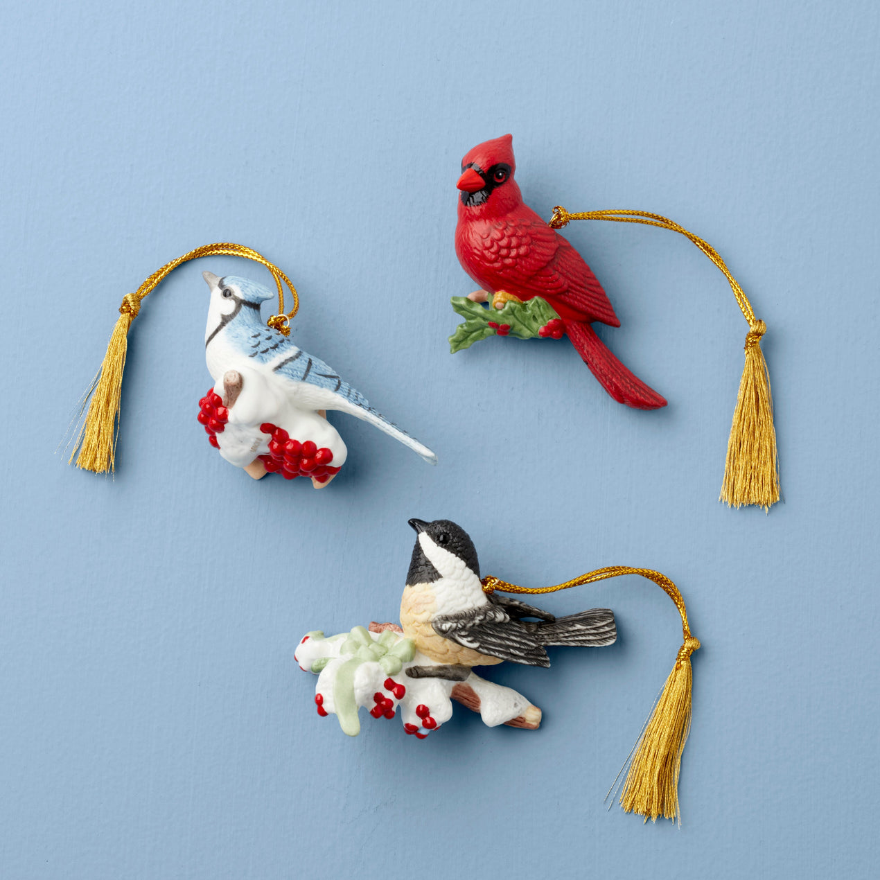 Winter Birds Ornaments, Set of 3
