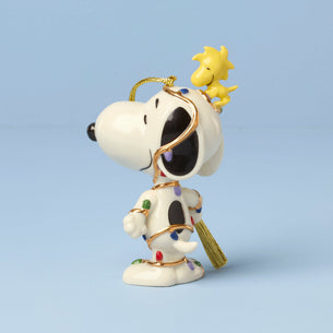 Snoopy Tangled in Lights Ornament