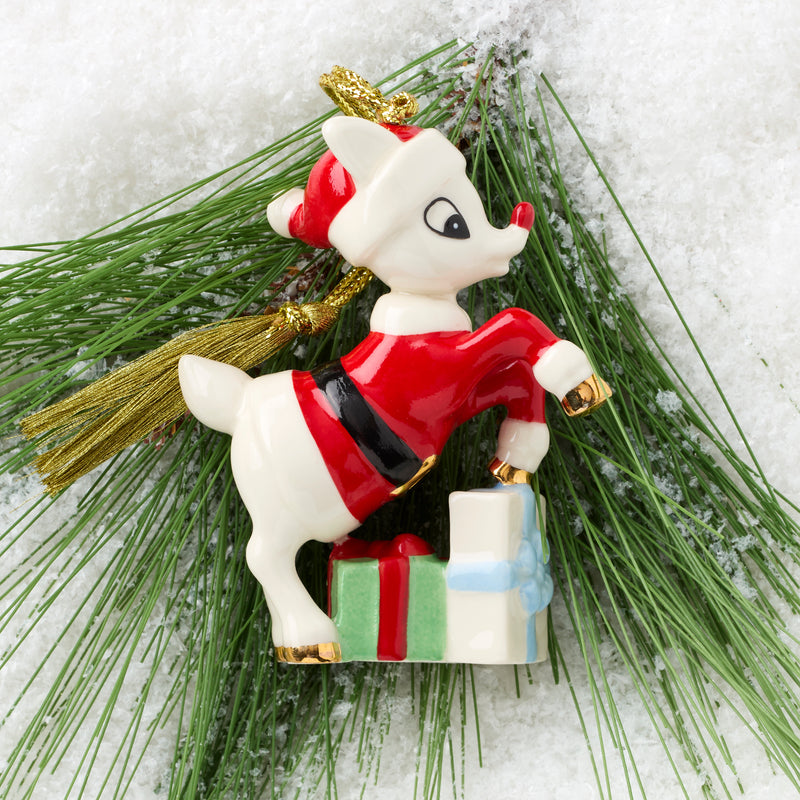 Rudolph With Santa Suit Orn