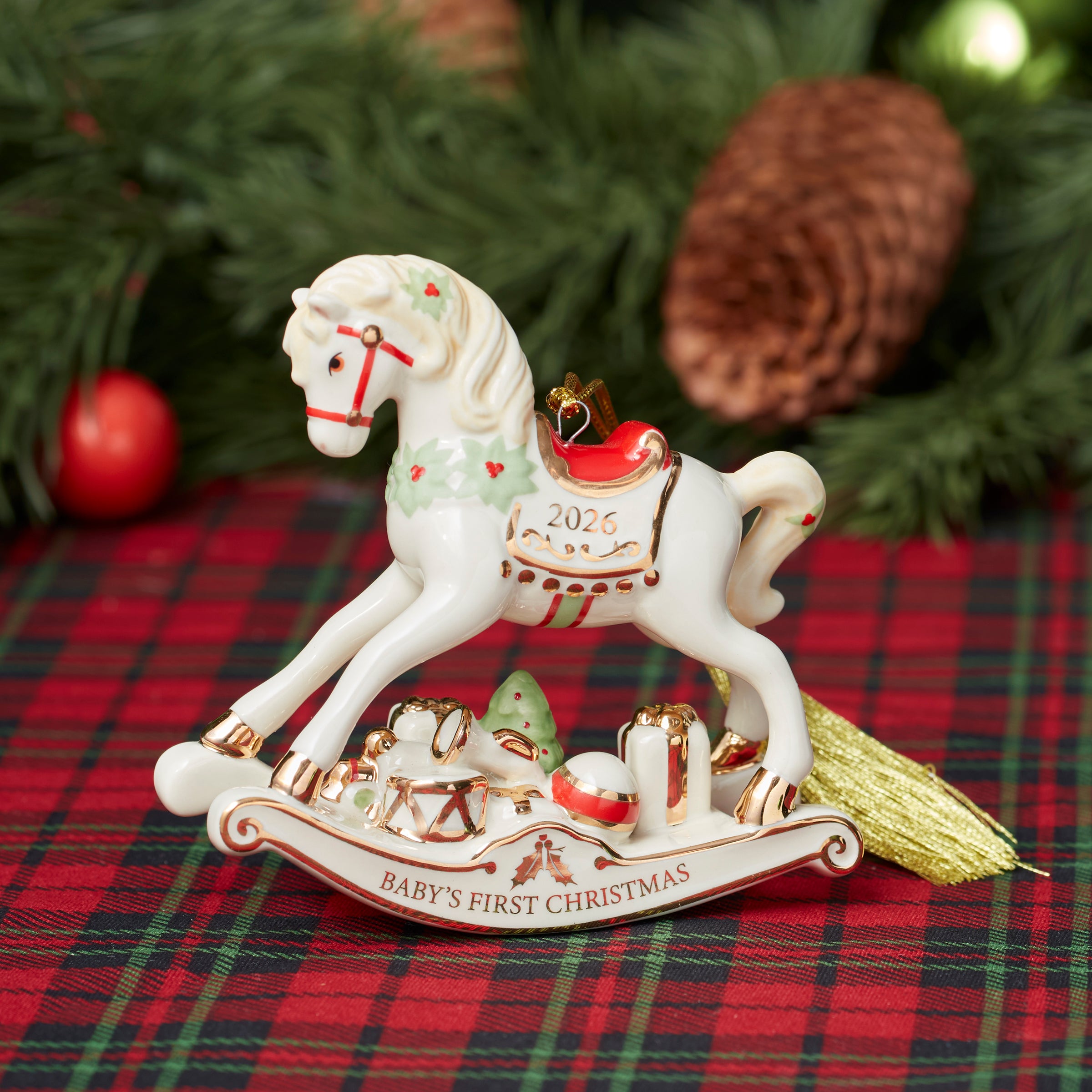 2026 Baby's 1st Christmas Vintage Rocking Horse Ornament – Lenox